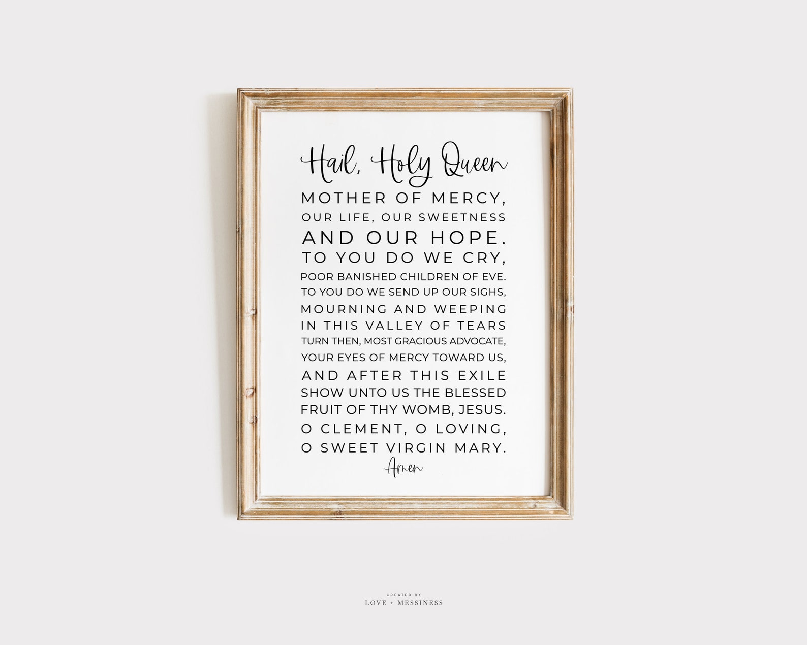 Hail Holy Queen Printable Wall Art -- Salve Regina Catholic Prayer ...