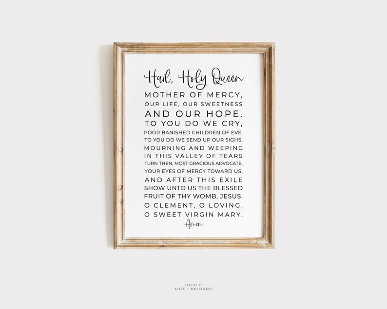 Hail Holy Queen Prayer Print – Catholic Home Decor (digital Download ...