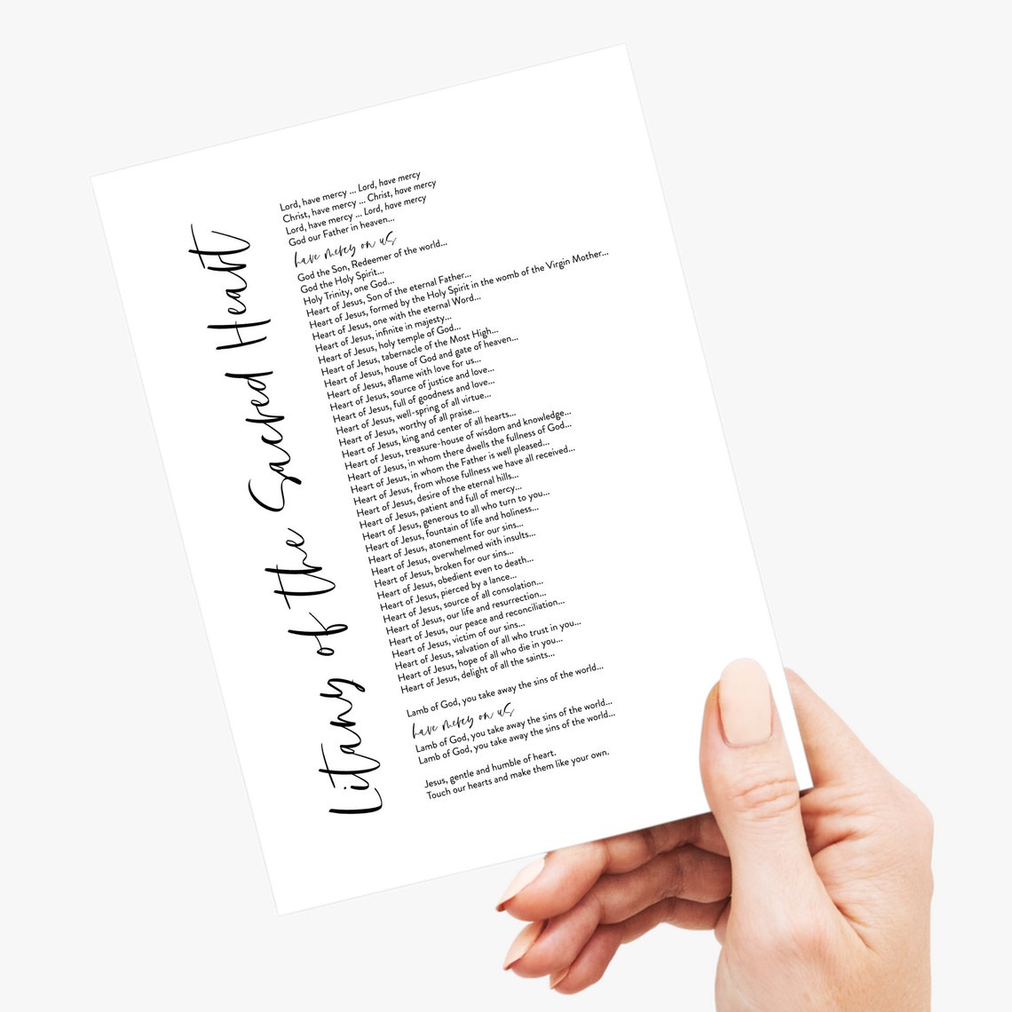 Litany of the Sacred Heart of Jesus Prayer Printable Sacred Heart