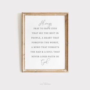 Always Pray Printable Prayer Wall Art--Printable Prayer, Christian Faith Print, Catholic Art Print, Inspirational Quote, Christian Wall Art