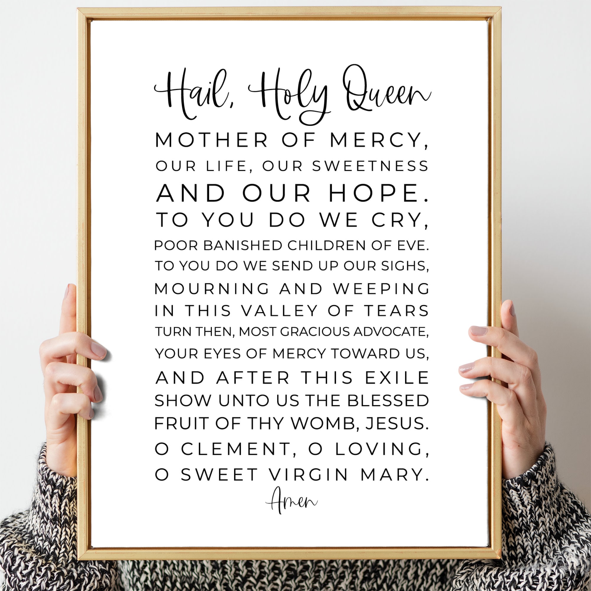 Hail Holy Queen Printable Wall Art Salve Regina Catholic Etsy