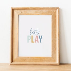 Let's Play Printable Wall Art Nursery Decor, Playroom Wall Art, Children's Bedroom Decor, Preschool Printable Wall Art, Homeschool Print image 3