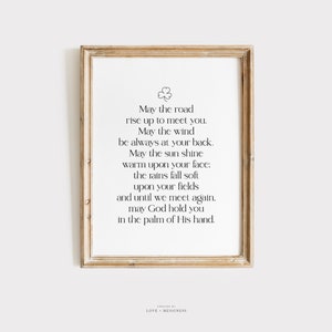 Irish Blessing Printable Wall Art -- St Patricks Day Home Decor Print, May the Road Rise Up to Meet You Digital Art, Irish Catholic Wall Art