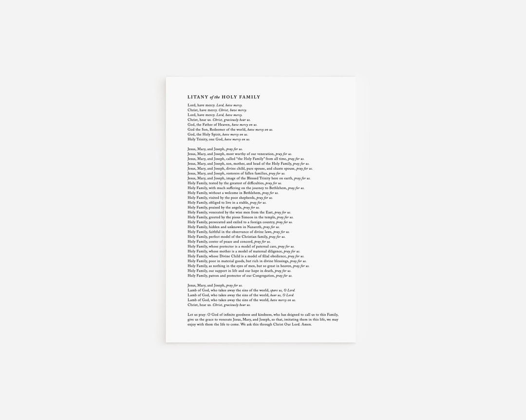 Litany of the Holy Family Prayer Printable - Holy Family Prayer Print ...