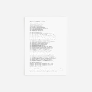 Litany of the Holy Family Prayer Printable - Holy Family Prayer Print, Catholic Litany Prayer, Catholic Home Print, Prayer Printable PDF