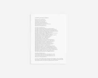 Litany of the Holy Family Prayer Printable - Holy Family Prayer Print, Catholic Litany Prayer, Catholic Home Print, Prayer Printable PDF