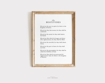 Beatitudes Vintage Style Wall Art Print - Matthew 5:3-10, Catholic Wall Art Bible Verse Scripture Print, Catholic Home Decor, Christian Art