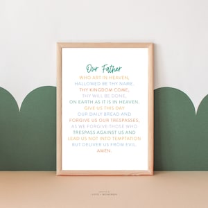Our Father Prayer Printable for Kids - The Lords Prayer for Kids, Catholic Kids Print, Homeschool, Sunday School Decor, Christian Education