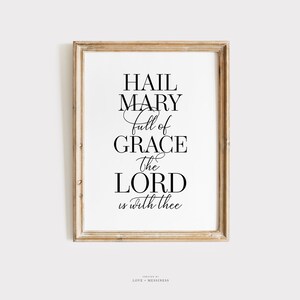 Hail Mary Prayer Printable Wall Art -- Catholic Home Decor, Hail Mary Prayer Printable, Catholic Wall Art, Catholic Gifts, Catholic Prayers