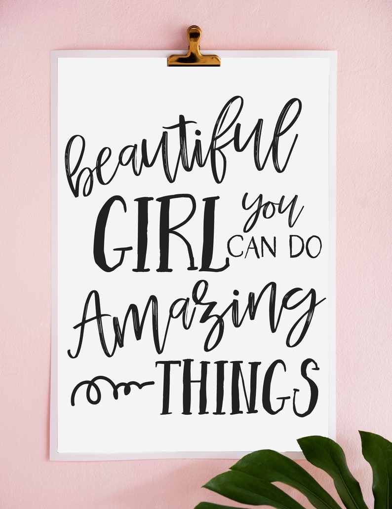 Beautiful Girl Inspirational Print Motivational Poster | Etsy