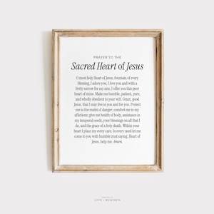 Prayer to the Sacred Heart of Jesus - Sacred Heart Prayer, Jesus Prayer, Catholic Home Print, Catholic Prayer Printable, Catholic Devotion