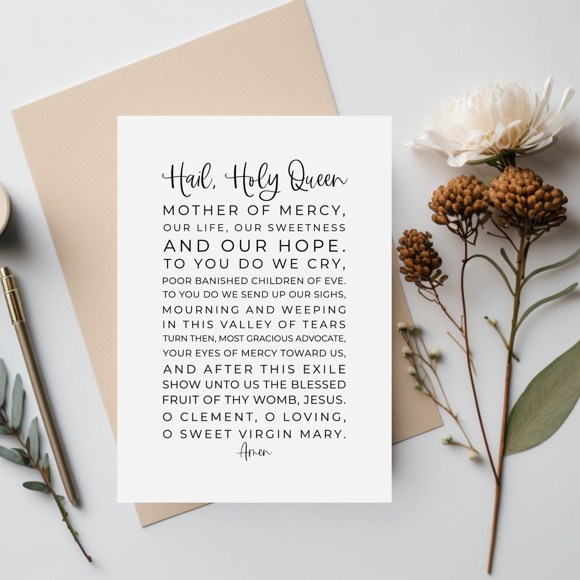 Hail Holy Queen Printable Wall Art -- Salve Regina Catholic Prayer ...