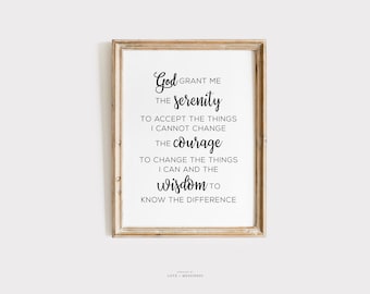 Printbare muurdecoratie met het Serenity-gebed – Christelijke woondecoratie (digitale download)