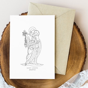 Tarjeta de felicitación católica imprimible: San José, tarjeta de cumpleaños católica, papelería religiosa, Día del Padre católico, regalo para sacerdote