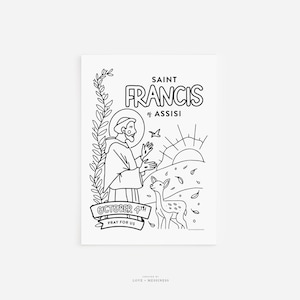 Catholic Coloring Page --Saint Francis of Assisi, Catholic Kids Coloring Page, Saint Printable Coloring Page, INSTANT DOWNLOAD Kids Activity