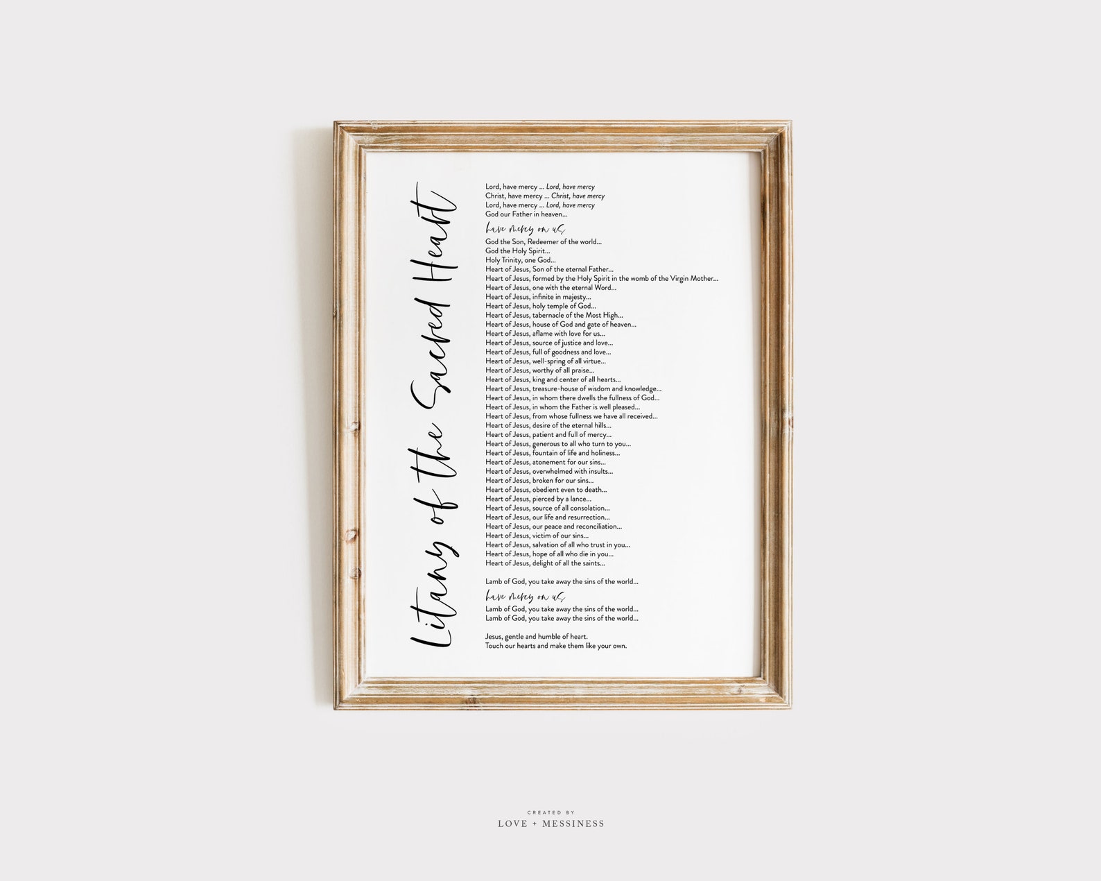 Litany of the Sacred Heart of Jesus Prayer Printable Sacred Heart