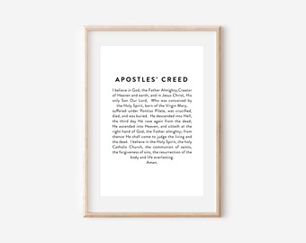 The Apostles Creed Prayer Printable - Apostles Creed Digital Download, Bible Verse Sign, Catholic Print, Christian Scripture Wall Art Print