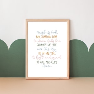 Angel of God Prayer Printable for Kids -- Catholic Children&#39;s Prayer Print, Guardian Angel Prayer, Kids Bedtime Prayer, Catholic Prayers
