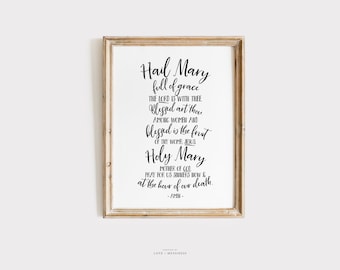 Hail Mary Prayer Printable – Catholic Home Decor (Digital Download)