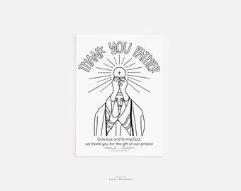 Catholic Coloring Page --Priest Coloring Page, Catholic Kids Coloring Page, Printable Coloring Page, INSTANT DOWNLOAD, Thank you Fathers Day