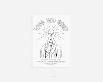 Catholic Coloring Page --Priest Coloring Page, Catholic Kids Coloring Page, Printable Coloring Page, INSTANT DOWNLOAD, Thank you Fathers Day
