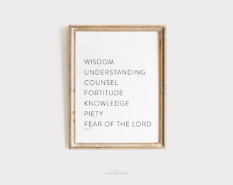 Gifts of the Spirit Printable Wall Art - Isaiah 11:1-2 Bible Verse Wall Art Print, Bible Quote Digital Download, Catholic Christian Wall Art