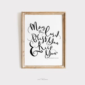 May the Lord Bless You Printable Wall Art - Scripture Wall Art, Numbers 6, Christian Wall Art, Catholic Wall Art Print, Bible Verse Wall Art
