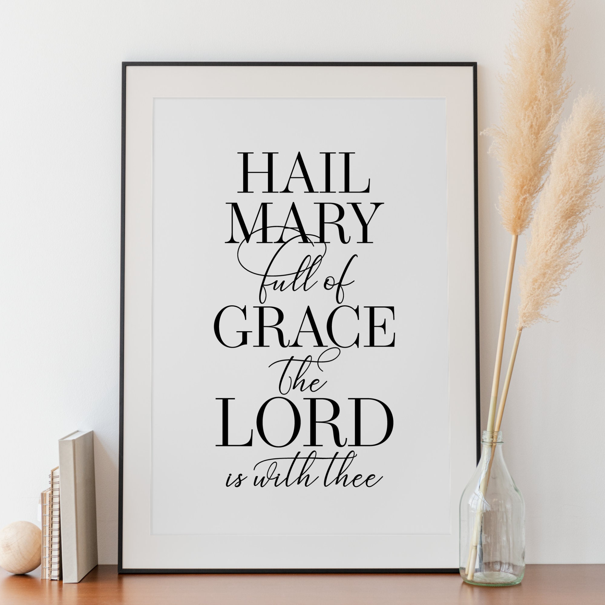 Hail Mary Prayer Printable Wall Art -- Catholic Home Decor, Hail Mary ...