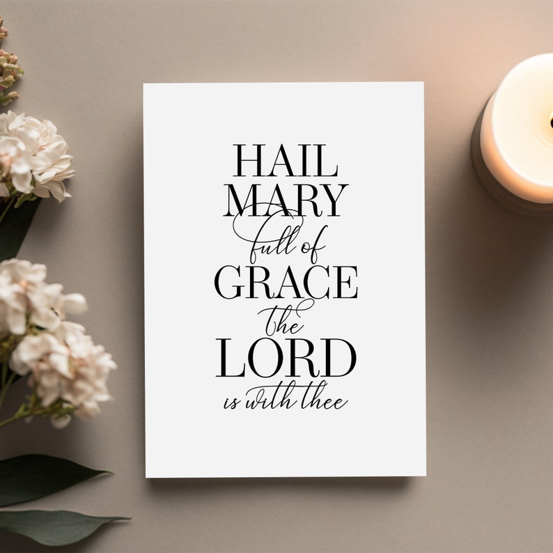 Hail Mary Prayer Printable Wall Art -- Catholic Home Decor, Hail Mary ...