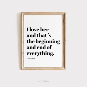 F. Scott Fitzgerald Quote Wall Art -- Literature Quote Printable Art, Great Gatsby Printable Wall Art, Book Wall Art, Literary Wall Art