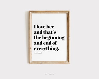 F. Scott Fitzgerald Quote Print – Love Wall Art (Digital Download)