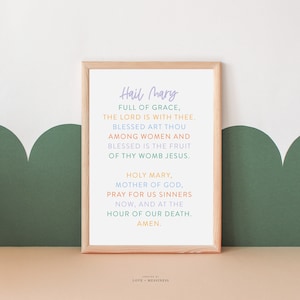 Hail Mary Prayer Printable for Kids - Hail Mary Childs Prayer Print, Catholic Kids Prayer, Homeschool, Sunday School Christian Education