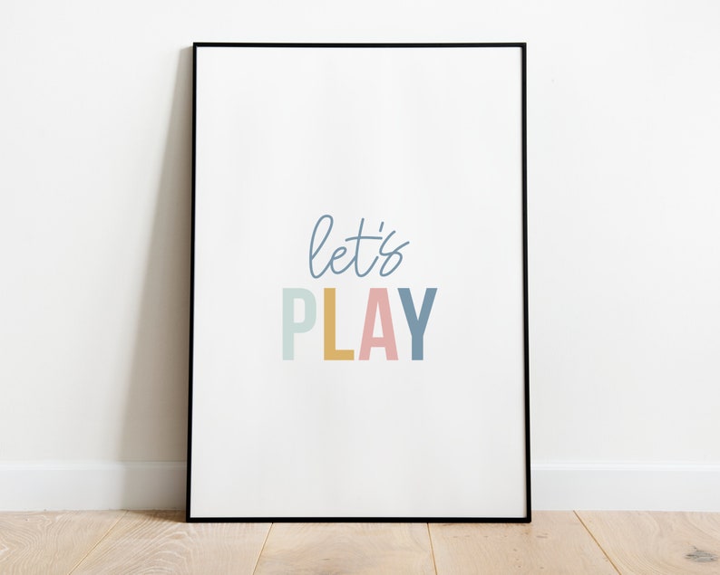 Let's Play Printable Wall Art Nursery Decor, Playroom Wall Art, Children's Bedroom Decor, Preschool Printable Wall Art, Homeschool Print image 2