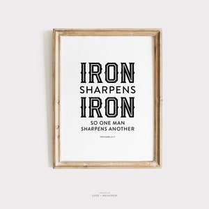 Proverbs 27:17 Scripture Print-Iron Sharpens Iron, Christian Wall Art, Bible Verse Print, Scripture Quote for Men, Catholic Fathers Day Gift