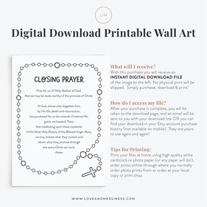 How to Pray the Rosary Catholic Kids Printable rosary Closing Prayer ...