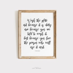 Wash the Plate Mother Teresa Quote Print -- Catholic Home Decor Print, Saint Quote, Kitchen Quote,  Catholic Wall Art, Christian Wall Art