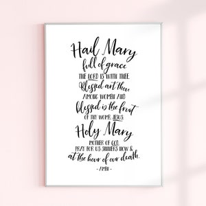 Hail Mary Printable Catholic Prayer -- Catholic Home Decor, Catholic ...