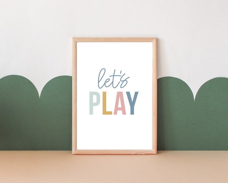 Let's Play Printable Wall Art Nursery Decor, Playroom Wall Art, Children's Bedroom Decor, Preschool Printable Wall Art, Homeschool Print image 1