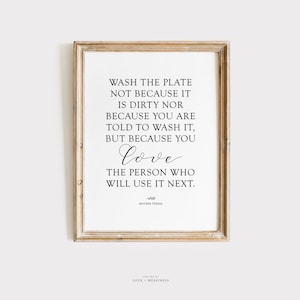 Mother Teresa Quote Print - Wash the Plate Quote Printable, St Teresa of Calcutta Catholic Wall Art, Catholic Saint Quote, Kitchen Art Print