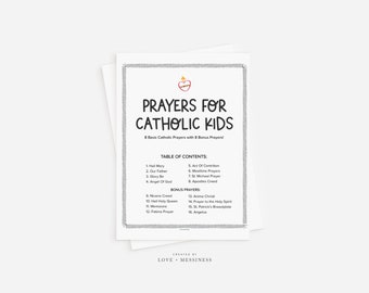 Prayers for Catholic Kids Printable Prayer Packet -- Beginner Catholic Prayers for Kids, Printable Prayers PDF, Catholic School, Homeschool