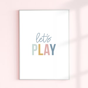 Let's Play Printable Wall Art Nursery Decor, Playroom Wall Art, Children's Bedroom Decor, Preschool Printable Wall Art, Homeschool Print image 6