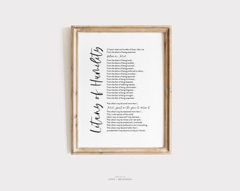 Litany of Humility Prayer Print - Catholic Home Decor (Digital Download)