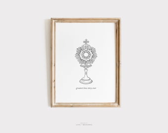 Eucharist Printable Wall Art - Monstrance Art, Blessed Sacrament Print, True Presence, Catholic Art, Catholic Home Decor, Catholic Printable