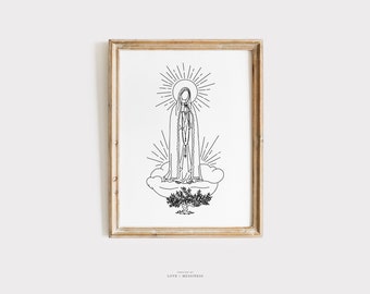 Our Lady Of Fatima Printable Wall Art -- Blessed Virgin Mary Wall Art, Virgin Mary Art, Catholic Art, Catholic Home Decor, Catholic Decor