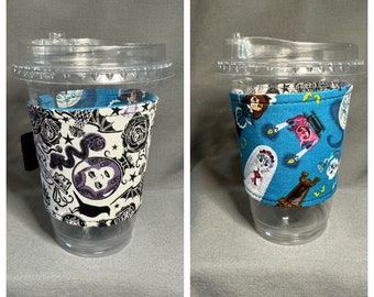 Drink Sleeve Cozy- Reversible Adjustable- Haunted Mansion White/Haunted Mansion Wedding