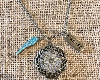 Antique Gold 26” Essential Oil Diffuser - Angel Wing Charm - Inspire Charm