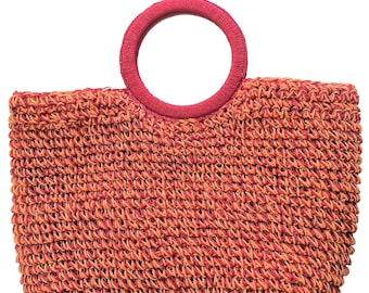 Unique Handmade Double Handles Straw Tote