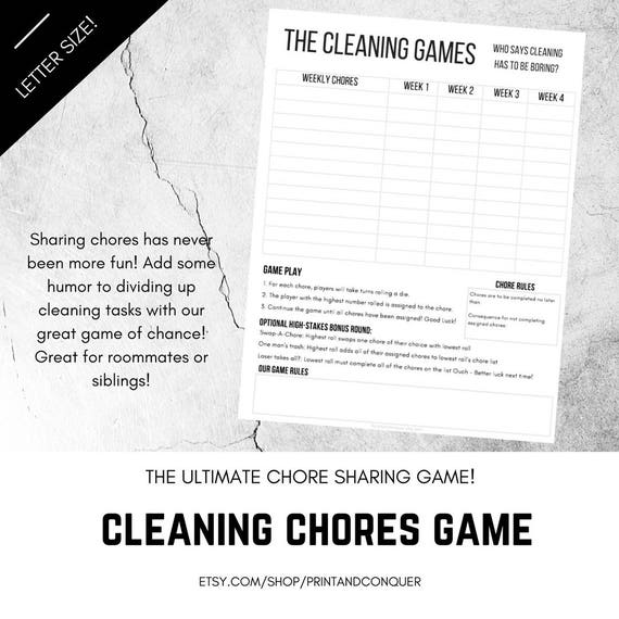 Cleaning Chart For Roommates