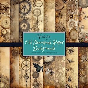 Vintage stijl Steampunk oud papier noodlijdende achtergrond - JPEG instant download commercieel gebruik