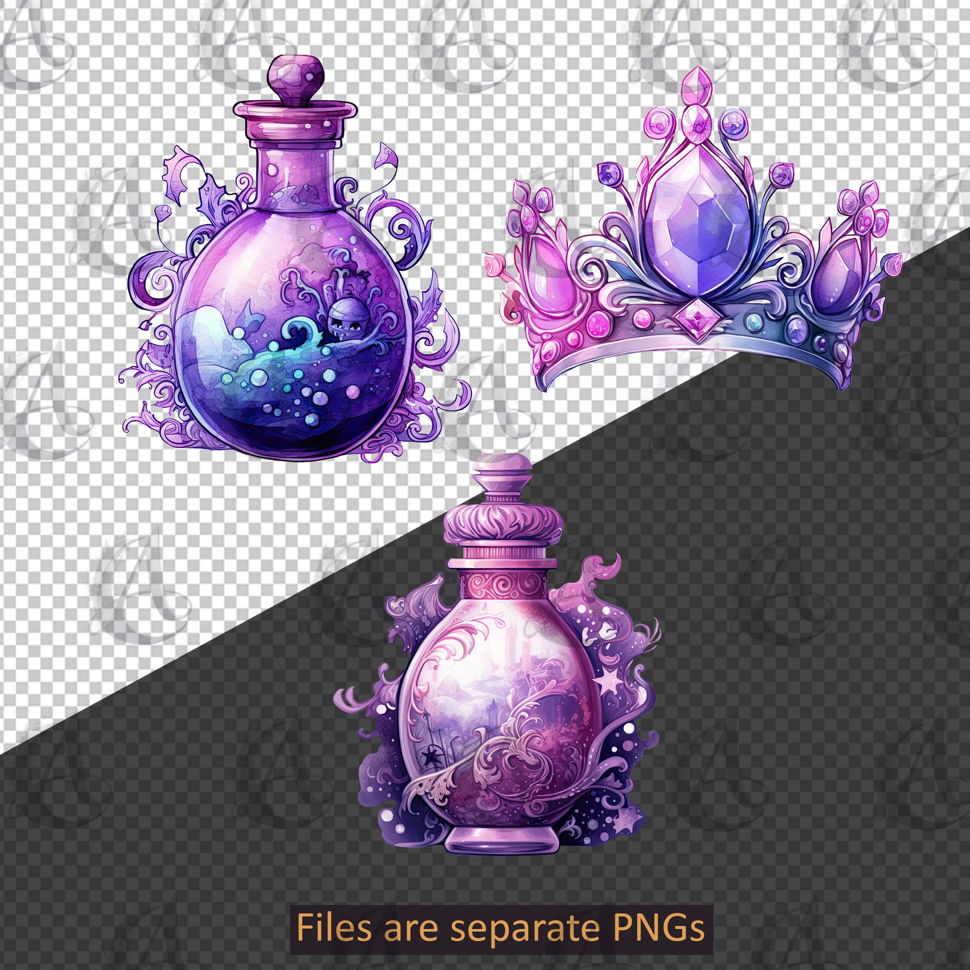 Purple Fairy Collections Clipart Set - PNG Instant Download Commercial ...